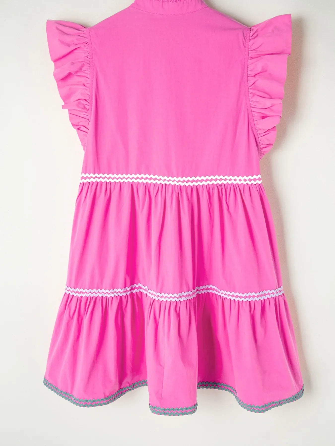Colorblock Flutter Sleeve Tiered Dress