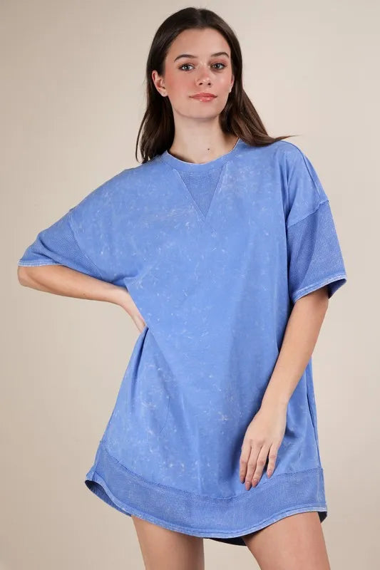 Plus Size Mineral Washed Comfy Casual Knit Mini Dress