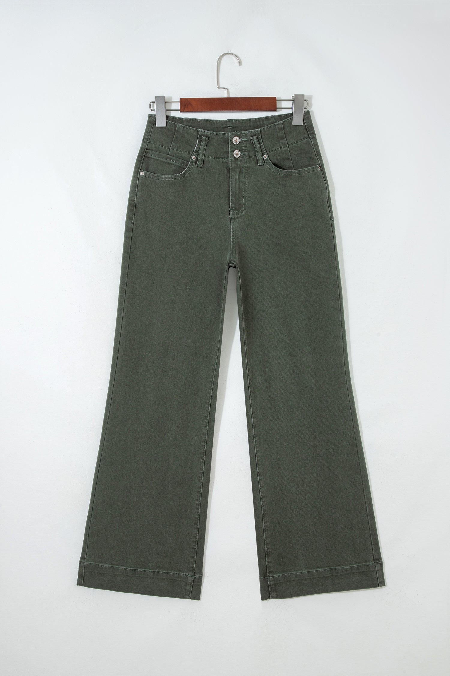 2-Button High Waist Flared Bottom Jeans