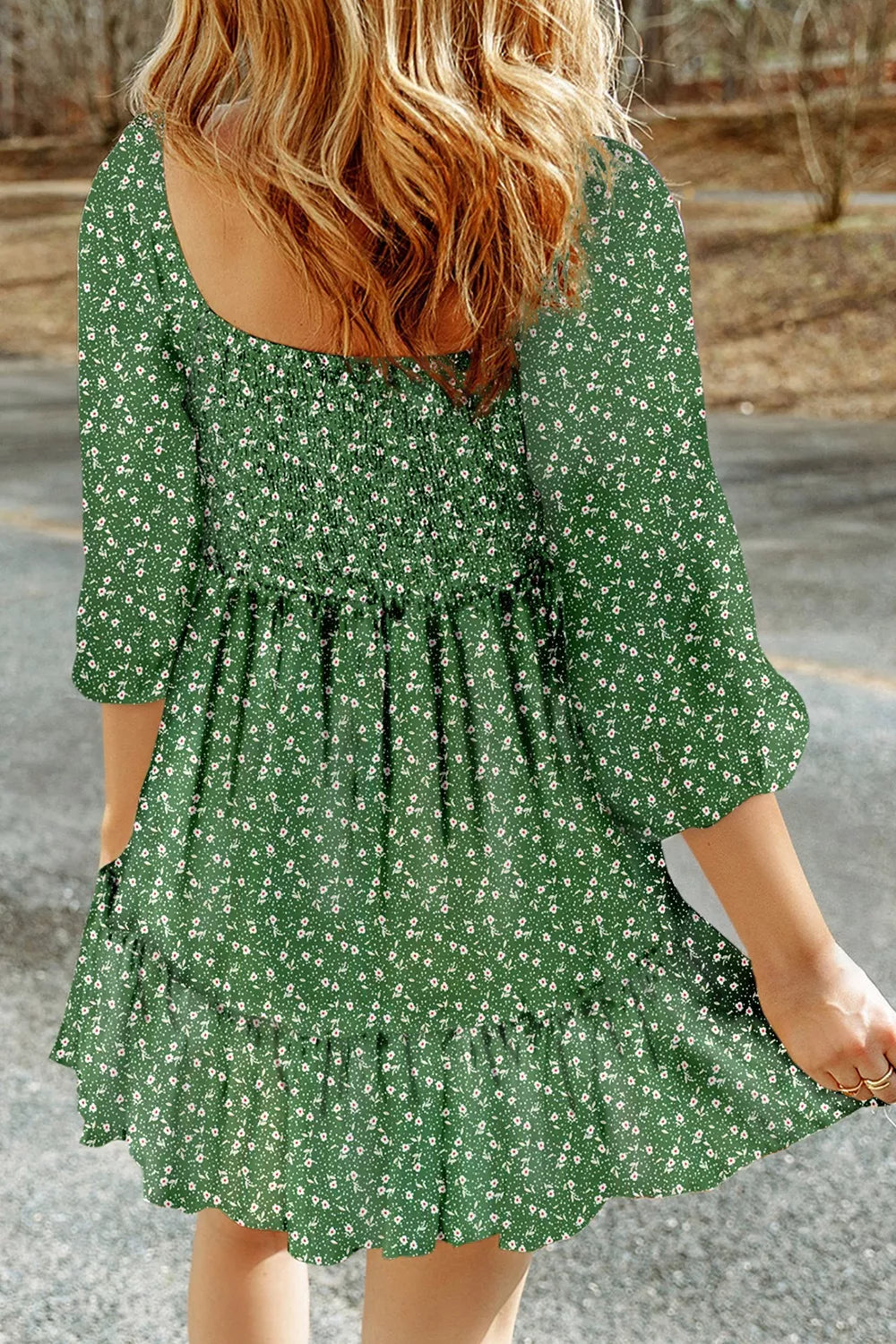 Floral Print Smocked Mini Dress