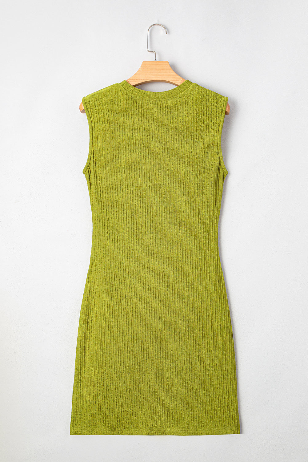 White Solid Color Textured Ruched Side Bodycon Tank Dress