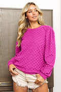 Round Neck Brushed Checker Top