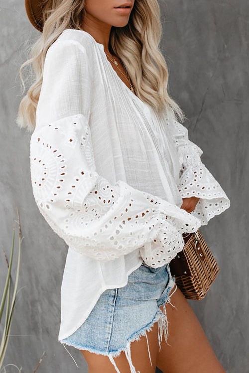 V-Neck Hollow-Out Top - 2 Colors