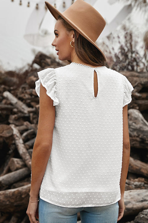 Lace Dotted Short Sleeve Top - 3 Colors