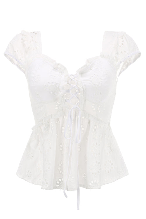 Lace Puff Sleeve Crop Top