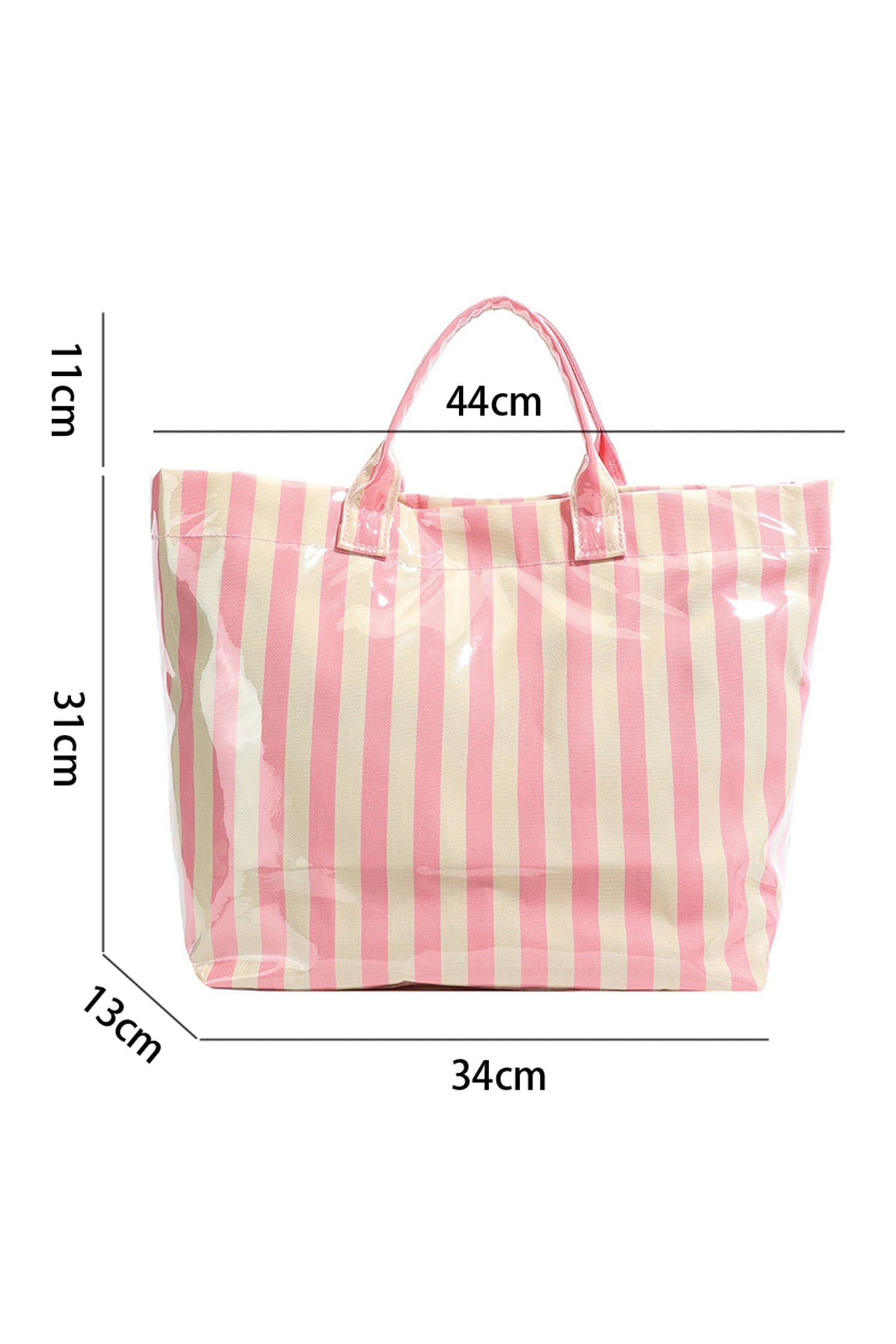 Rainbow Glossy Striped Vinyl Large Tote Bag