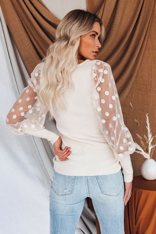 Dotted Up Sheer Long Sleeve Top