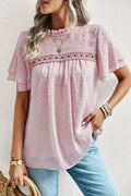 Swiss Dot Lace Short Sleeve Top - 4 Colors
