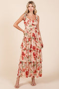 Floral Sweetheart Neck Maxi Dress