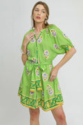 Floral Print Tie Waist Short Sleeve Dress