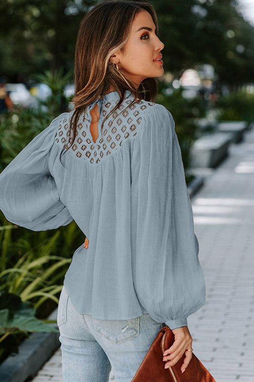 Lace Balloon Long Sleeve Top - 6 Colors