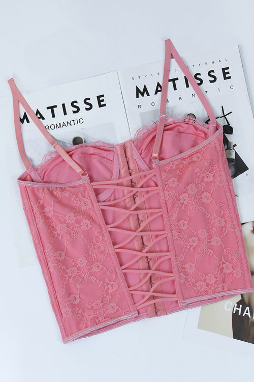 Lace Backless Bustier Corset Crop Top - 3 Colors