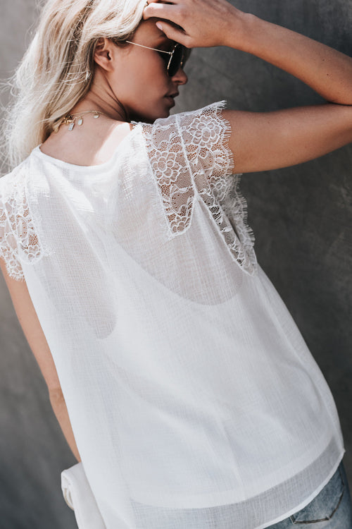 Lace V-neck Two-Piece Top - 4 Colors