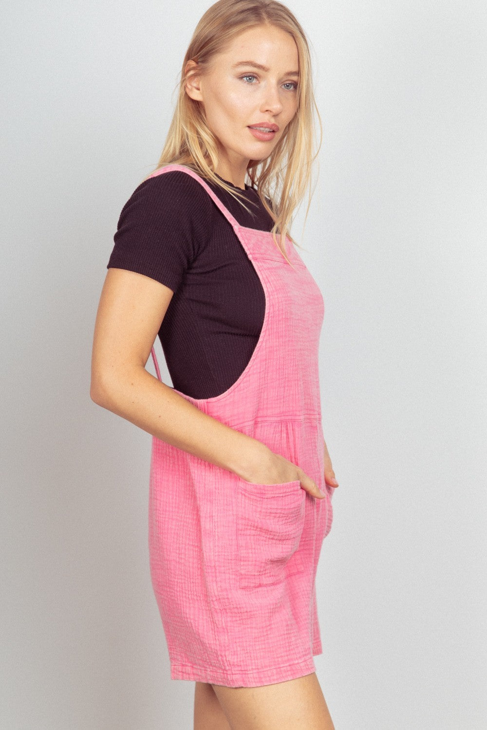 Sleeveless Double Gauze Overalls with Pockets
