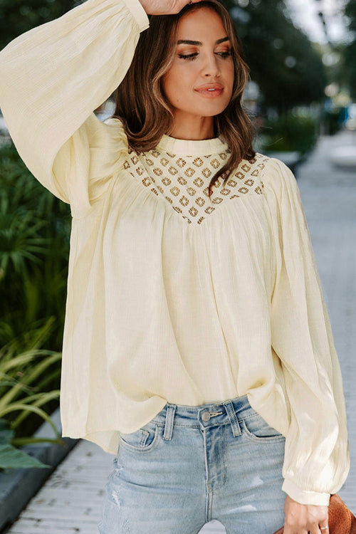 Lace Balloon Long Sleeve Top - 6 Colors