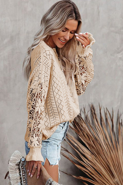 Lace Hollow-Out Knit Sweater