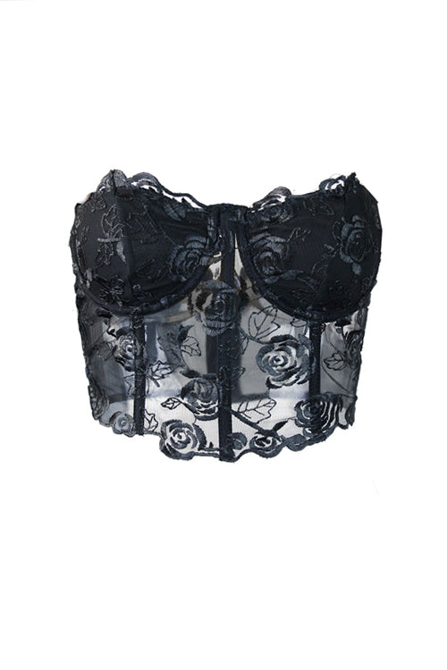 Sleeveless Lace Bustier Corset Crop Top - 6 Colors