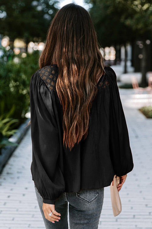 Lace Balloon Long Sleeve Top - 6 Colors