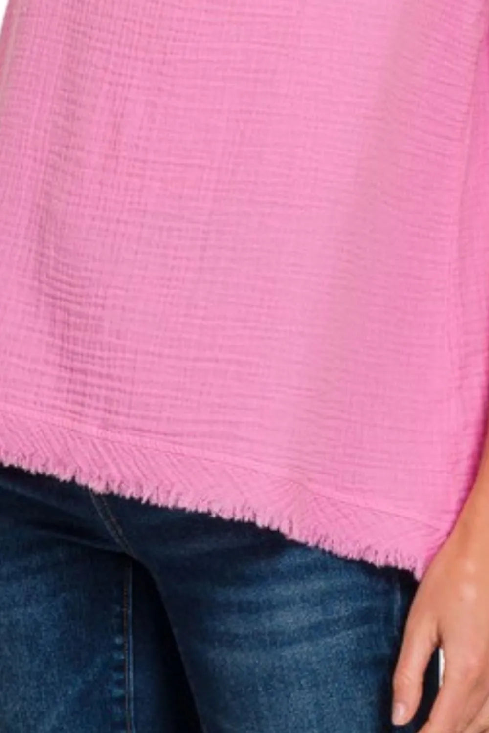 Double Gauze Raw Edge V-Neck Tank