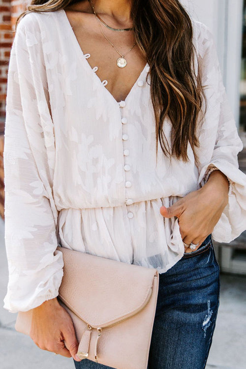 Embroidery Button-Up Top - 2 Colors
