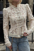 Frog Button Lace Long Sleeve Top - 3 Colors