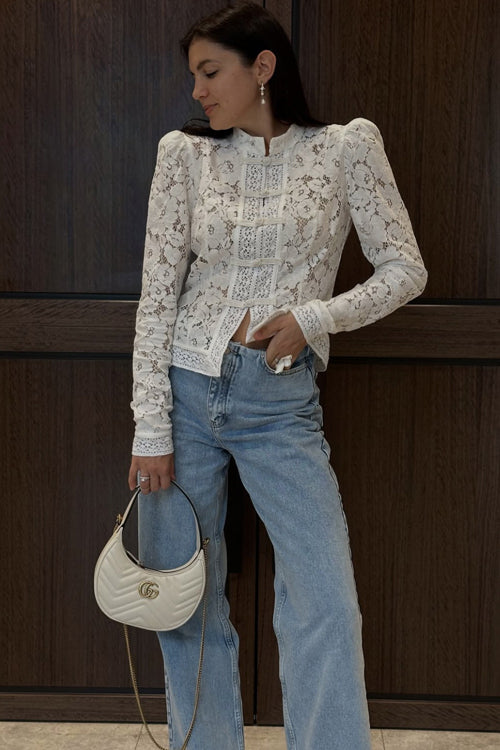 Frog Button Lace Long Sleeve Top - 3 Colors