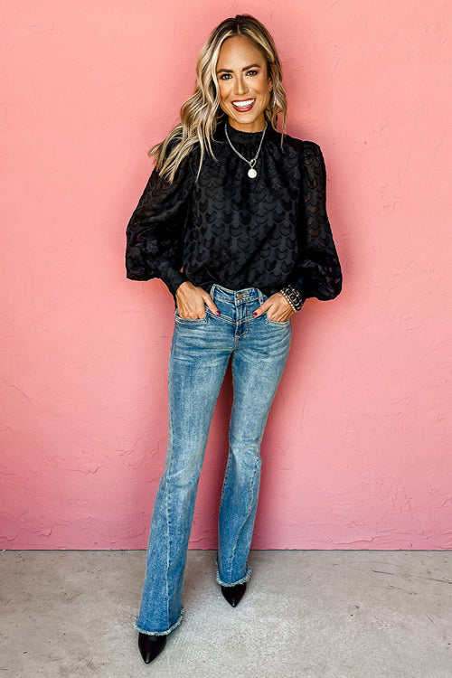 Black Tie-Back Statement Sleeve Top