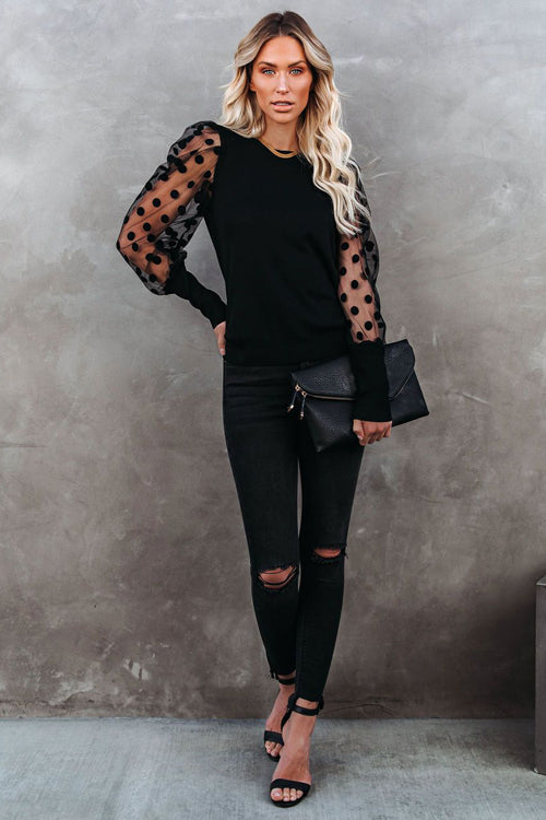 Dotted Up Sheer Long Sleeve Top