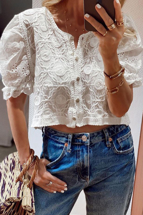 Lace Embroidered Top - 2 Colors