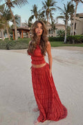 Bohemian Ruffled Brick Red Set