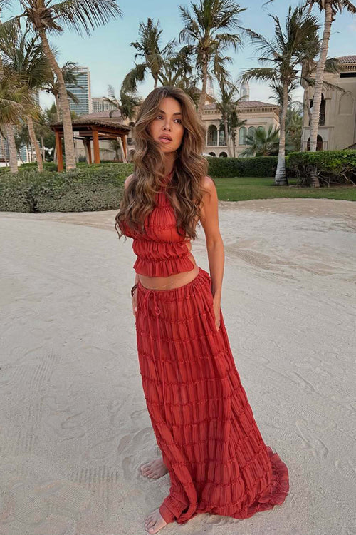 Bohemian Ruffled Brick Red Set