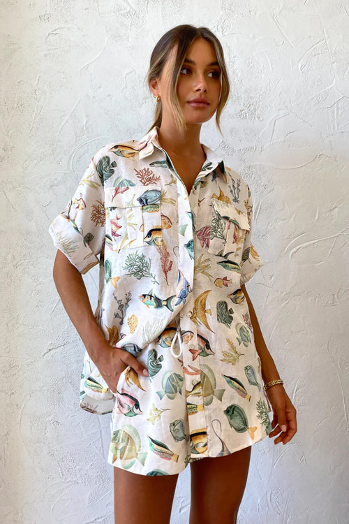 Boho Print Short Sleeve Suit