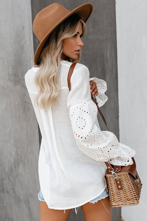 V-Neck Hollow-Out Top - 2 Colors