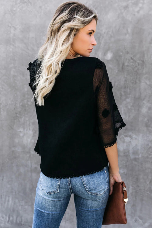 Swiss Dot Half Sleeve Top - 5 Colors
