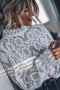 Petals White Lace See-Through Top