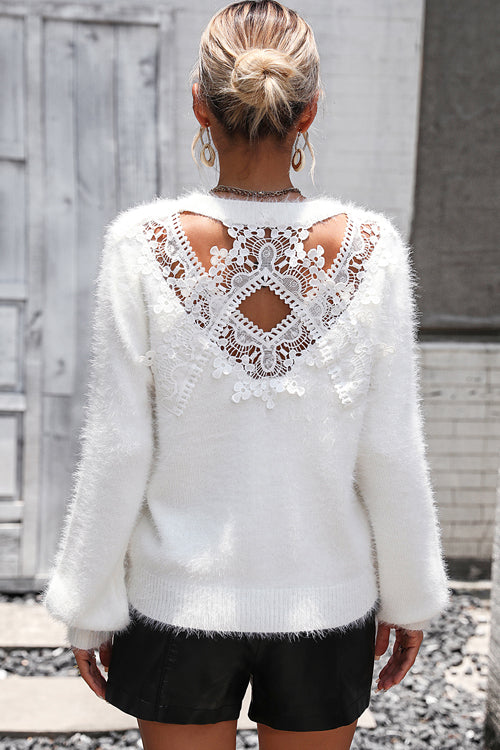 Lace Long Sleeve Sweater - 4 Colors