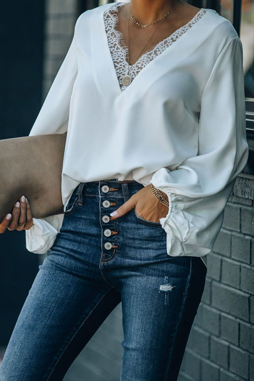 Lace Balloon Sleeve Top - 3 Colors