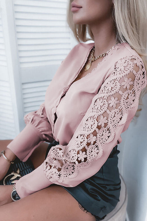 Pink Lace Long Sleeve Top