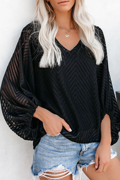 Frills Balloon Sleeve Lace Top - 2 Colors