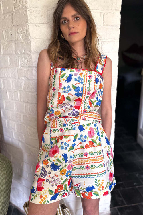 Print Short Sleeveless Suit