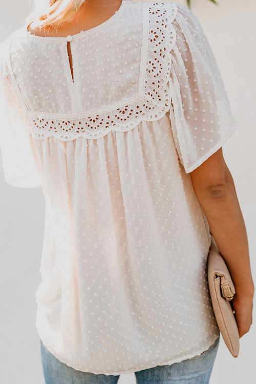 Lace Swiss Dot Short Sleeve Top