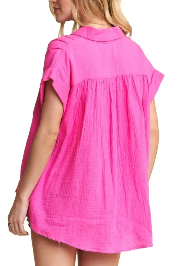 Button Down Solid Shirt W Pockets