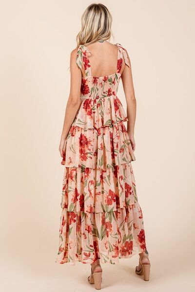 Floral Sweetheart Neck Maxi Dress
