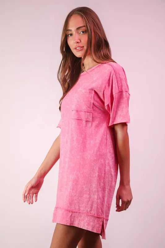 Plus Size Mineral Washed Knit Shift Mini Dress