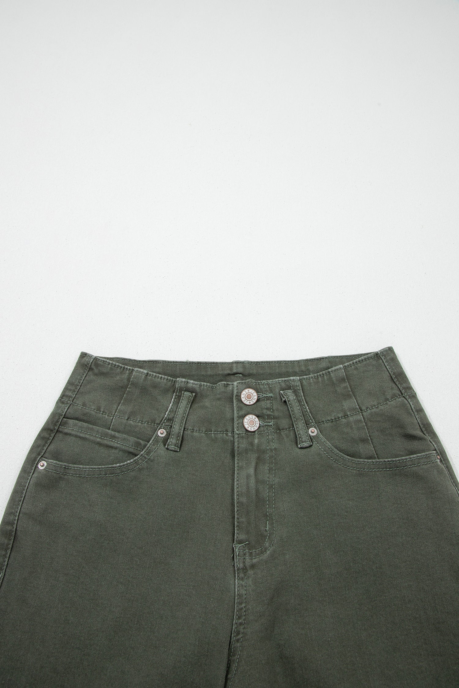 2-Button High Waist Flared Bottom Jeans