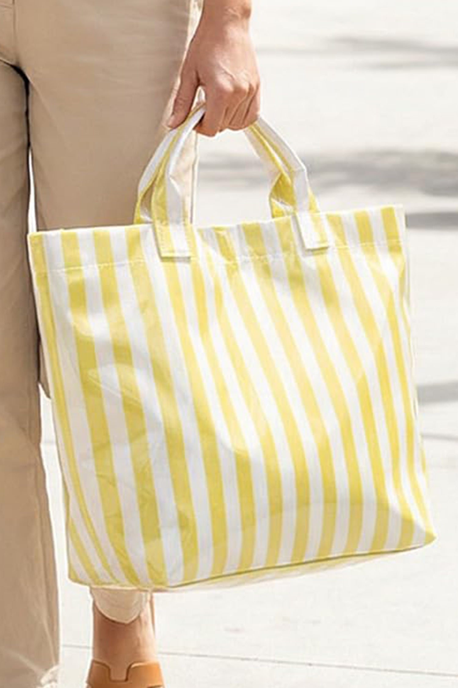 Rainbow Glossy Striped Vinyl Large Tote Bag