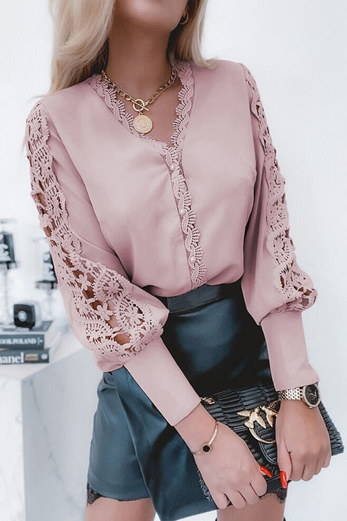 Pink Lace Long Sleeve Top