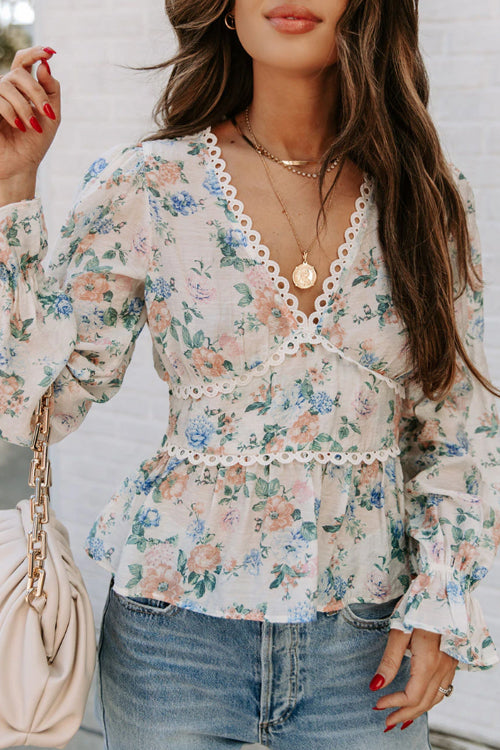 Floral Crochet Peplum Top