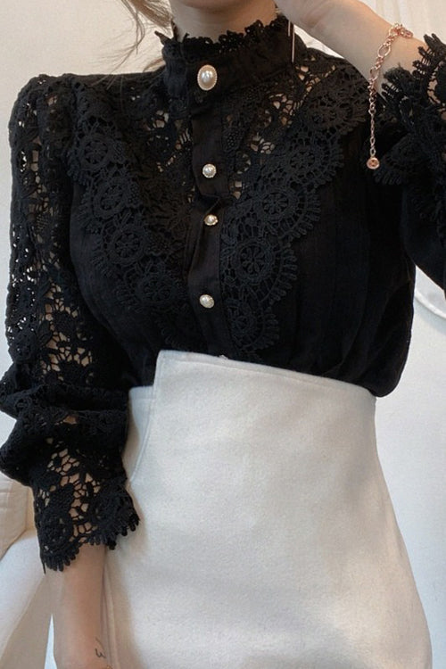 Lace Button Up Top - 3 Colors