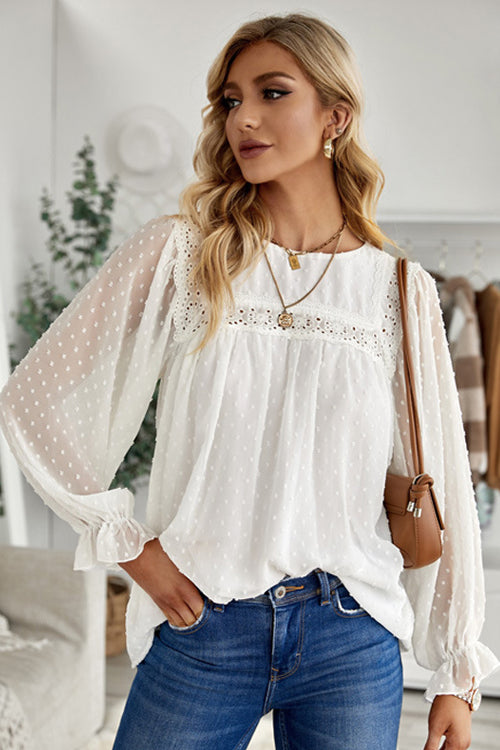 Swiss Dot Lace Top - 6 Colors